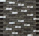 300x300mm glass and marble mosaic tile,aluminum strip mosaic,black color