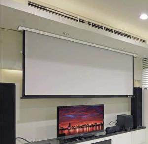 China In Ceiling Electrical Projection TV Screens Retractable High Strength For Church Projector factory
