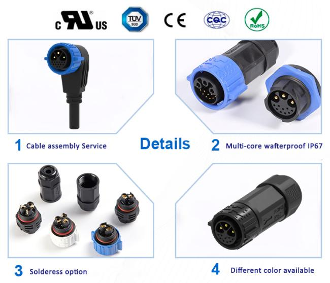 3+13 Pin Plug Socket Waterproof M25 Data And Power Connector IP67