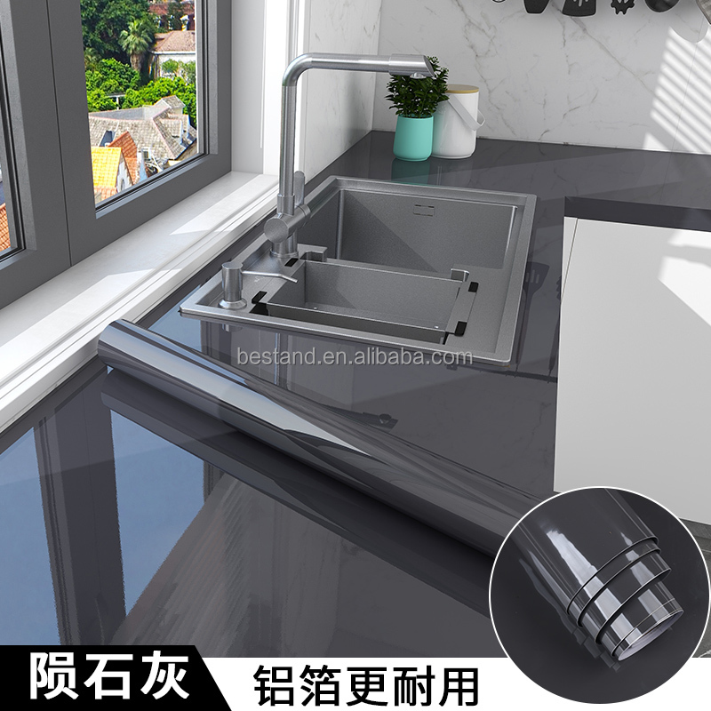 Self-Adhesive Kitchen Wallpaper in Marble Design with High Gloss Finish