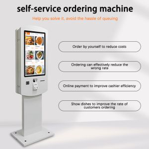 32" Interactive Self-Service Ordering Kiosk, Vertical Dual-Sided Touch Screen