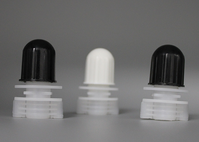 Customized 1mm Thickness Gray Or Black Plastic Spout Caps / Screw On Pour Spouts