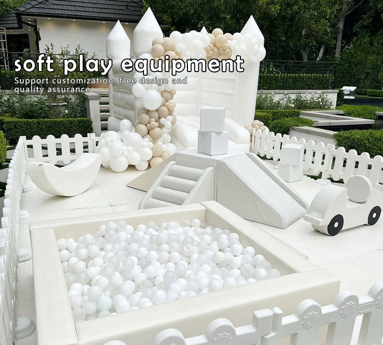 Allowable Passenger 5-10 Kids White Playground Equipment Inflatable Soft Play Ball Pool Pit with Slide