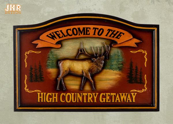 Antique Wood Wall Plaque Signs Hunting Club Wall Sign Resin Deer Wall Mounted