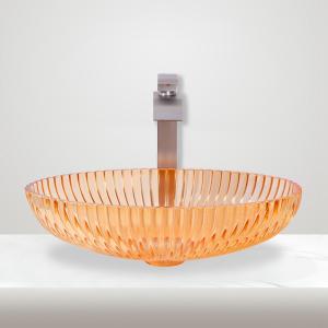 China Countertop Mounted Glass Vessel Basins Made Of Glass For Bathroom Sink 530mm factory