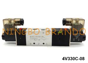 China 4V330C-08 Airtac Type Pneumatic Solenoid Valve 5 Way 3 Position 24VDC factory