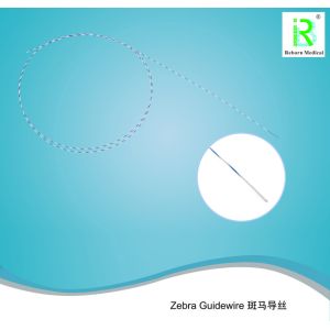 Zebra PTFE Guidewire , Guidewire 0.028 Stiff Nitinol Urology Nickle - Titanium