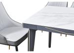 Metal Inlaid Light Luxury Rock Slate Top Dining Table