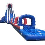 Green Inflatable Water Slide Combo Palm Tree Commercial Kids Curve Water Slide