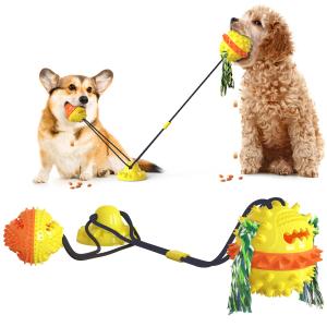 China OEM Tug Of War Suction Dog Toy / Squeaky Dog Treat Ball Dispenser factory