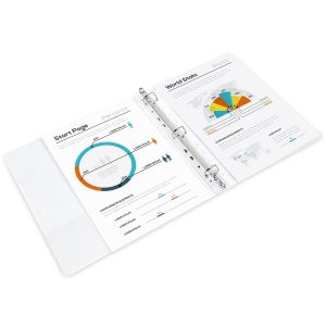 White File Folder Durable Hinge ONE Touch Easy Open 3 Ring Binder With 4cm Back