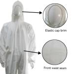 Waterproof White Protective Suit PP PE Breathable Coveralls with Waist and
