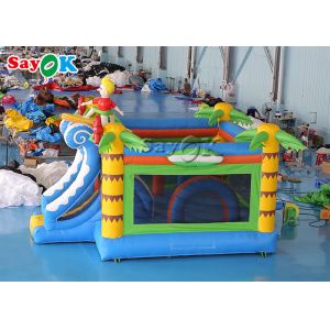 Palm Tree Inflatable Jumping Castle With Surf Boy Tropical Slide