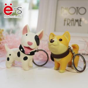 China 3D Cartoon Promotional Plastic Keychain , Dog Key Ring PVC PU Material factory
