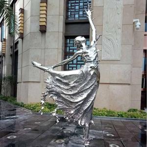 China 2 Meters High Stainless Steel Dancing Ballet Girl Sculptures For Fountain factory