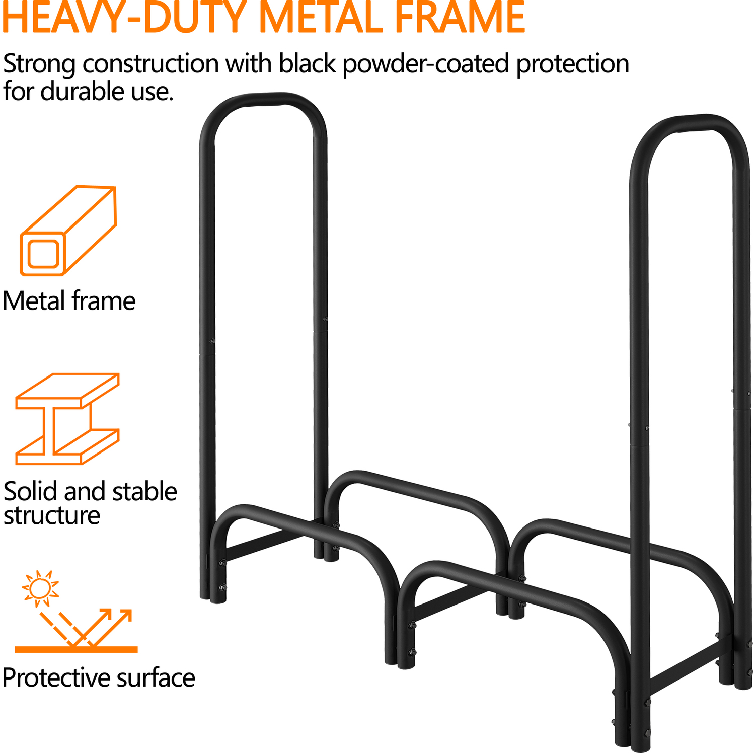 AJUNION Firewood Log Holder Rack for Indoor and Outdoor Storage W123 x D34 x H124.5cm