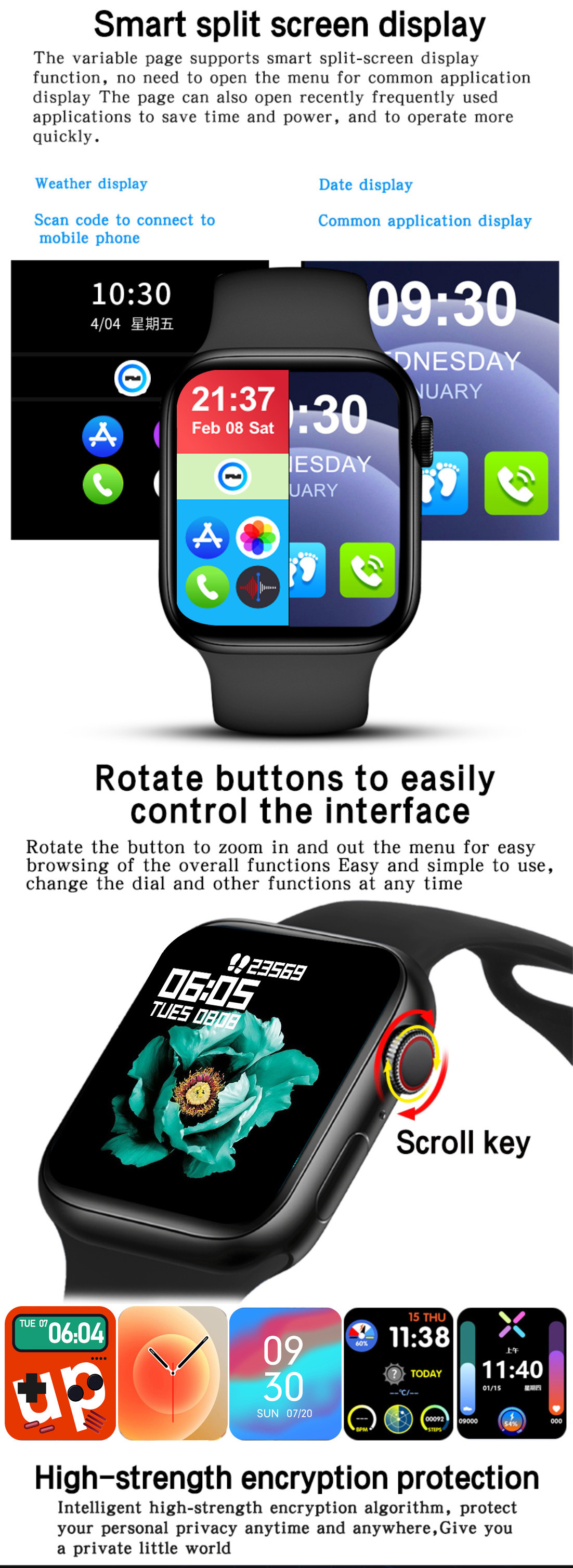 1.75 Inch Ble 3.0 Full Touch Fitness Tracker GTS Blood Pressure Smartwatch
