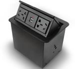 Brushed Black Color Pop Up Power Socket 45 Degrees Interface Opened