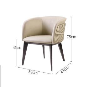 China Modern Hotel Restaurant Furniture Genuine Leather Metal Dining Chair factory
