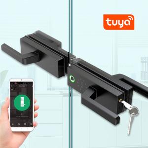 China Tuya Glass Door Lock High Security Smart Lock Biometric Digital Code Card Unlock Security Office Door Lock factory