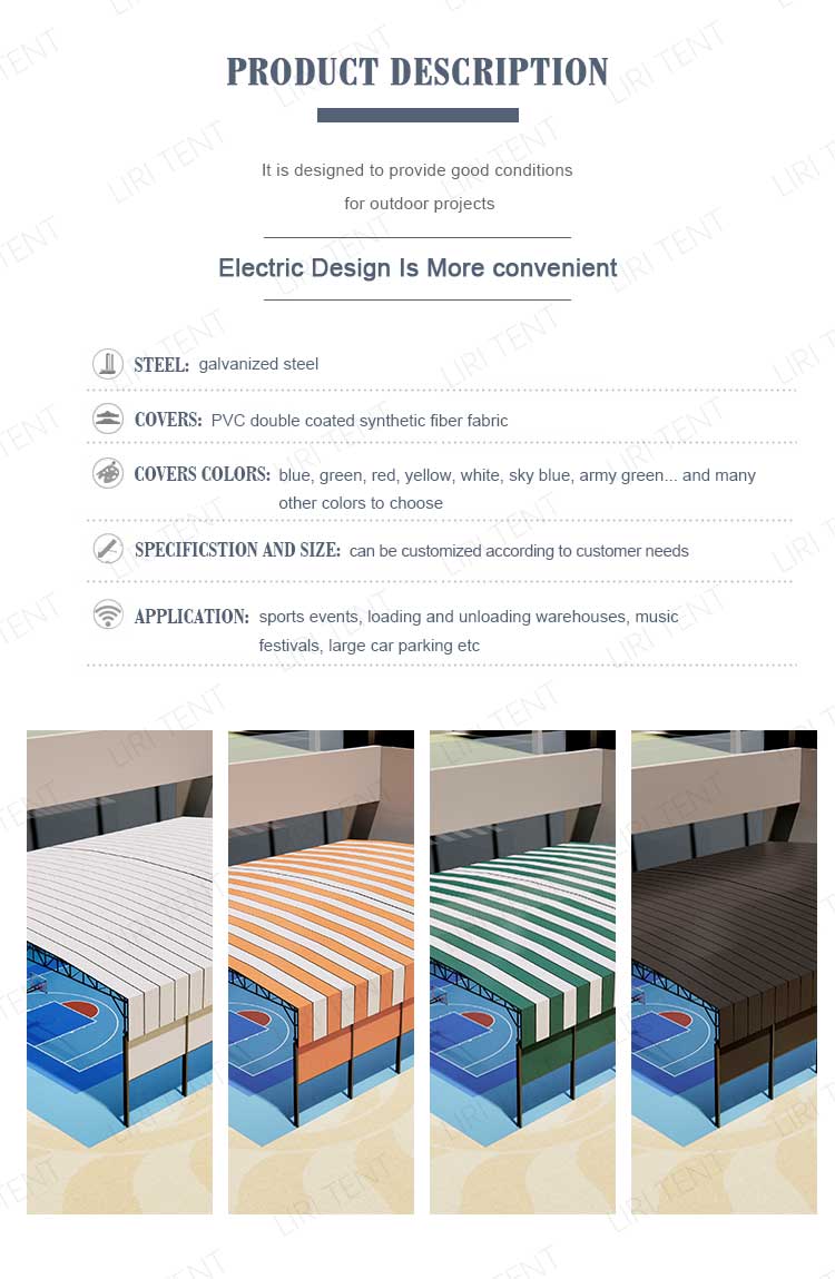 Warehouse Electric Sliding Shed Outdoor Event Tents Remote Control Stadium Awning Movable