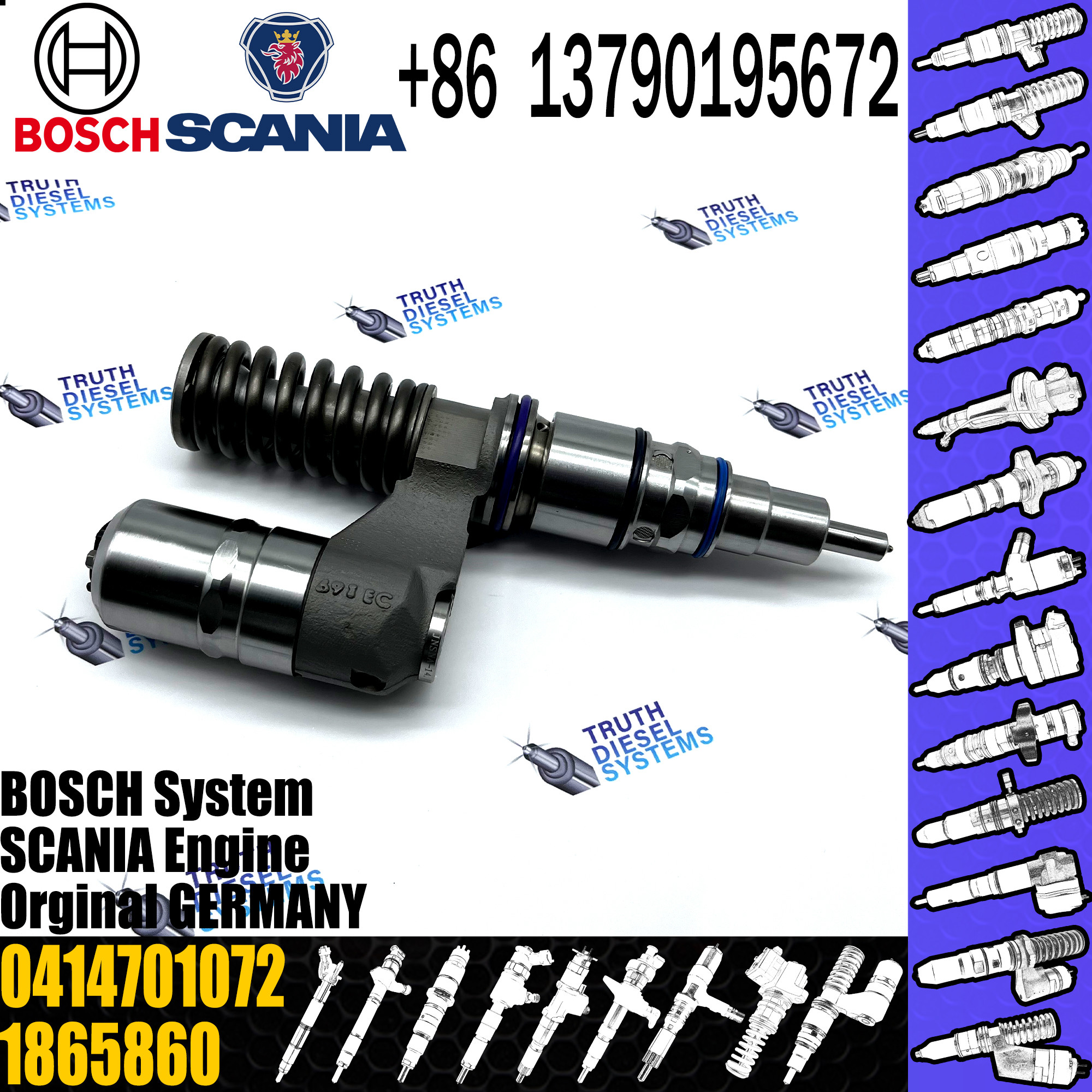 BOSCH injetor Diesel fuel Unit pump assembly 0414701072 0414701051 1943974 1865860 for 2012-SCANIA R440 engine