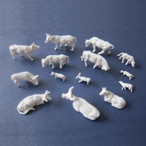 China 1:150 unpainted cattle-white cow,unpainted cows,white cattle,small cows,miniature cow factory