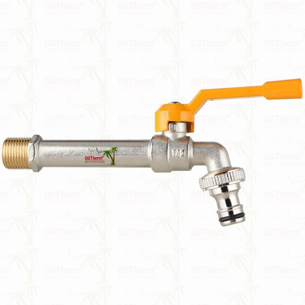 Long Spoute Heavy-Duty Nickel Plated Single Outlet Tap Extension Tap Brass Faucet 1/2"*3/4"