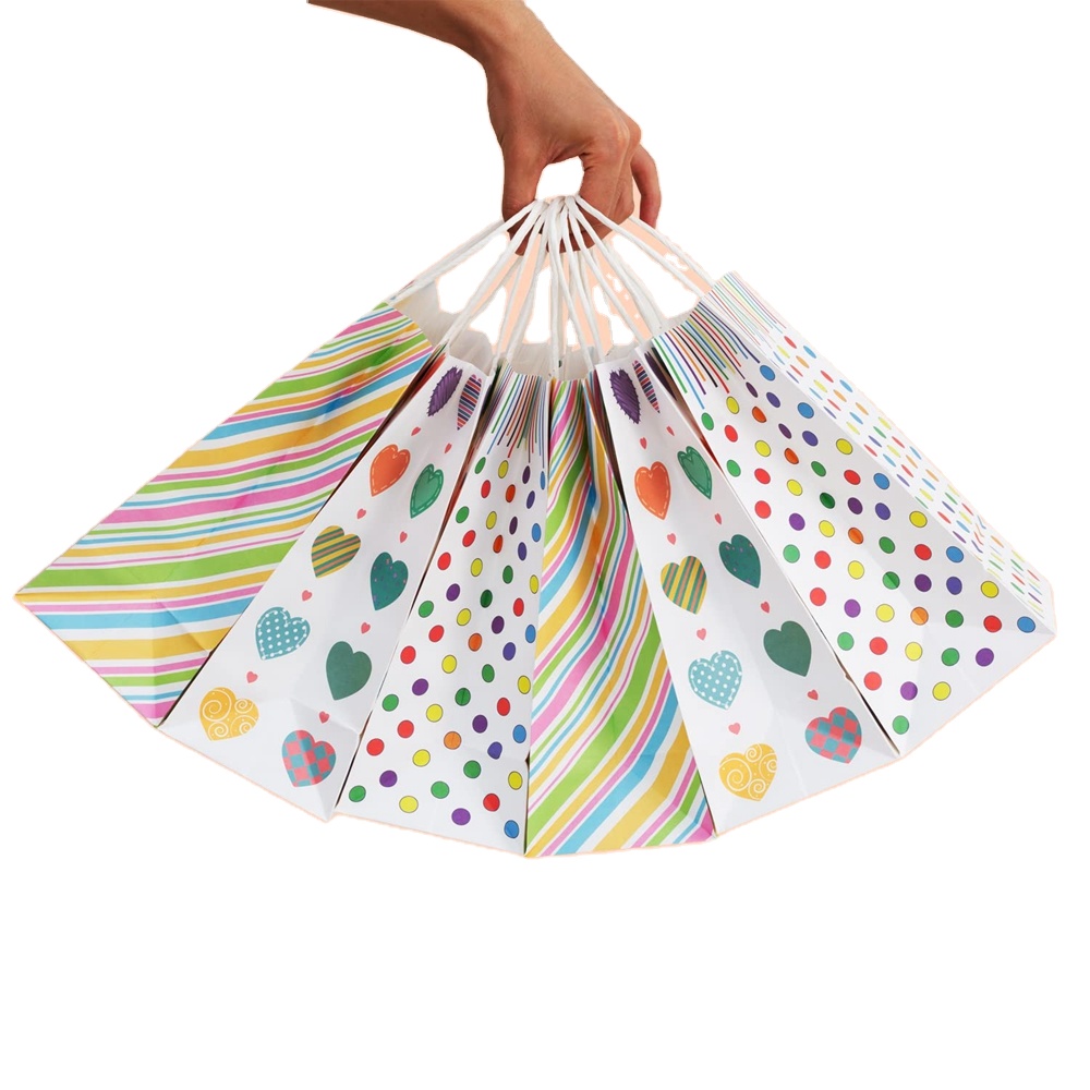 Color CMYK 4 Color Offset Printing Twist Kraft Shopping Paper Bag With Your Own Logo