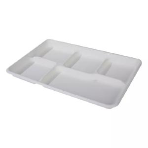 China Biodegradable 5 Compartment Disposable Food Tray Sugarcane Bagasse Biodegradable Pulp Tray factory