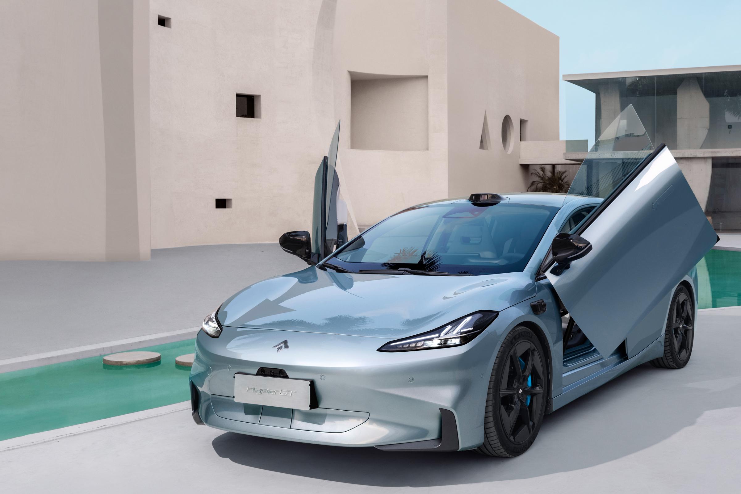 2024 0km Used Sedan Sport Cars 180kw 245ps Seven Wings 560KM GAC Aion Hyper GT 2023 Electric Sedan Car Electric Adjustment