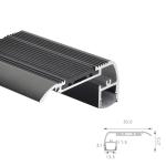 LED Profile Aluminium Extrusion Profiles For Cinema Theatre Step Light Black