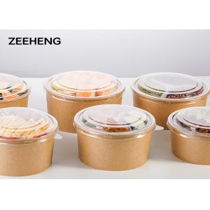 Single Use 32oz 1000ml Matt PE Lined Microwavable Kraft Paper Salad Takeout Food