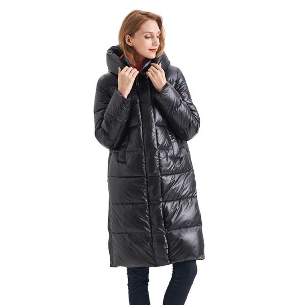FODARLLOY 2022 puffer jacket ladies warm hooded cotton-padded clothes slim long