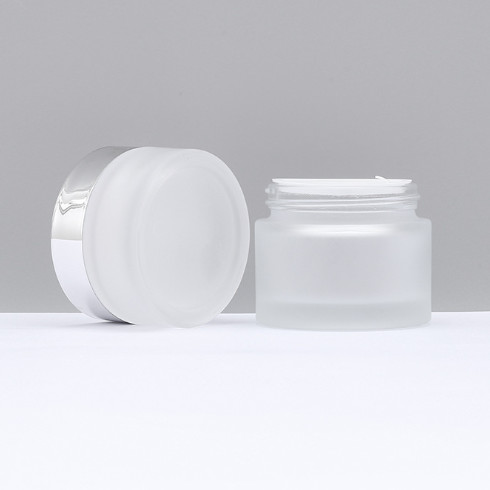 Customized Frosted Glass Cream Jar Luxury Cosmetic Packaging 30g 50g 30ml 100ml 120ml