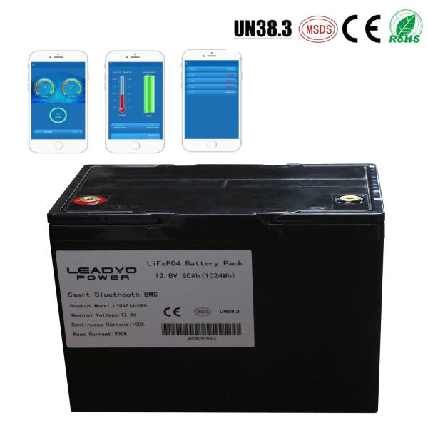 Smart Lithium ion Boat Battery 12v 80Ah Deep Cycle Lifepo4 Marine Batteries with