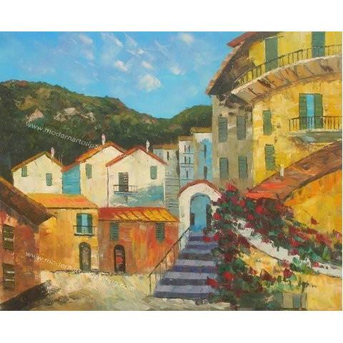 Mediterranean Sea Garden Oil Painting on Canvas for Home Decor Europeanism