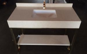 China metal/304# stainless steel Bathroom vanity with wood shelf /bathroom cabinet /HOTEL VANITY V-016 factory