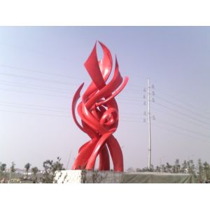 Stainless steel landscape sculpture  with painting,sequare landscape stainless sculpture