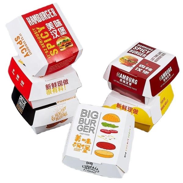 Food Grade White Pizza Fried Chicken Takeout Kraft Paper Burger Box with