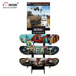 China Custom Logo Wooden Display Racks Floor Skateboard Rack Display For Retail Store factory