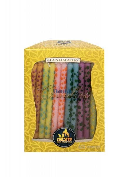 45pk 100% paraffin wax unscented dreidel art chanukah candles packed into gift