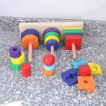 Stacker 21cm Geometric Wooden Building Blocks Toy Sorting Board