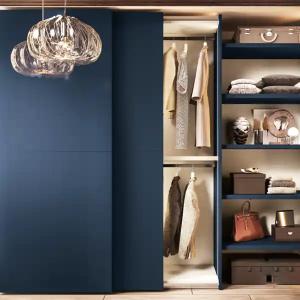 China Blue Luxury Custom Wooden Bedroom Walking Closet And Wardrobe factory
