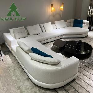 China White Semi Circular Linen Sofa Interior Decoration Villa Living Room Office Area factory