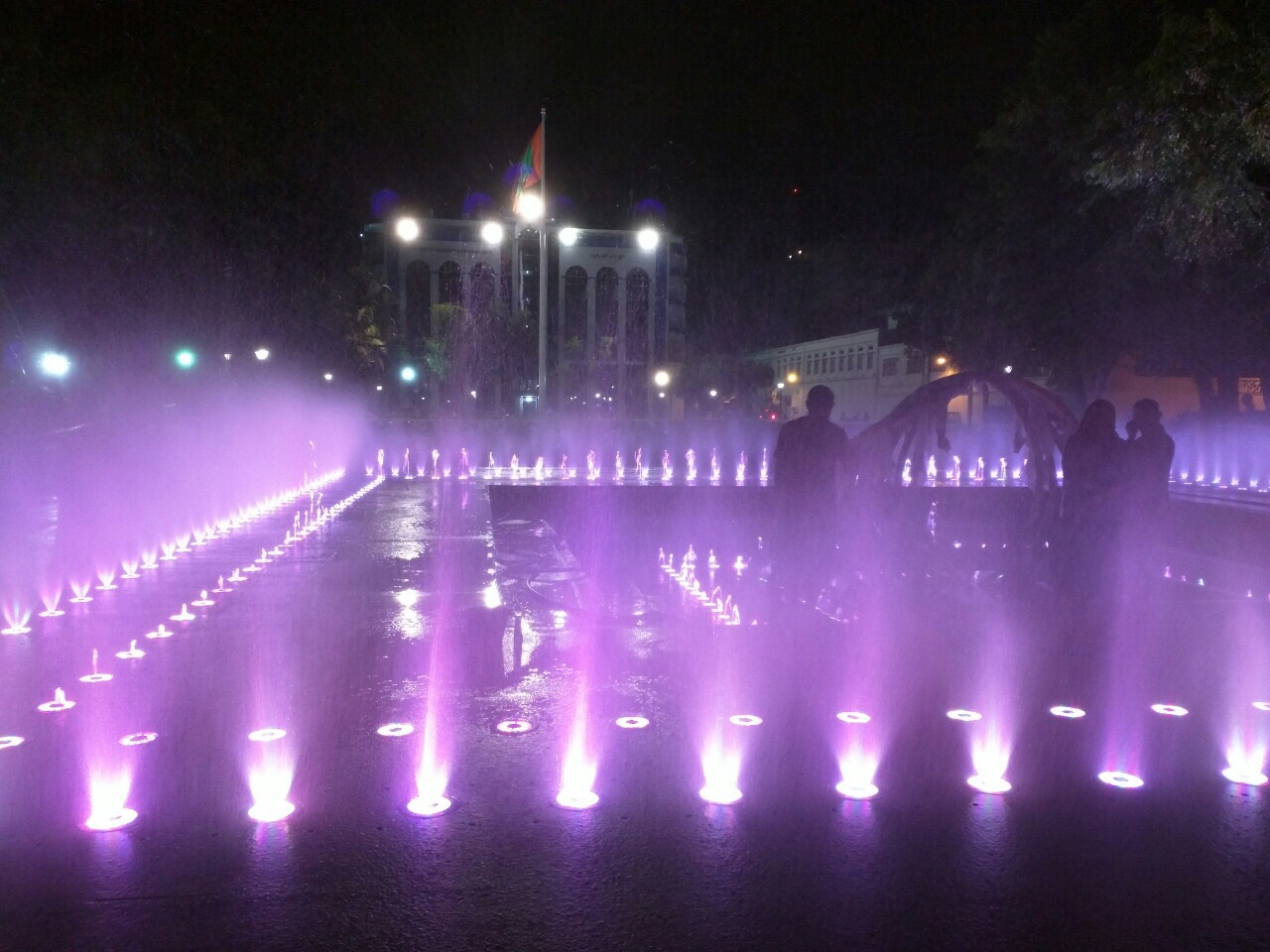 Interactive LED Lamp Marble Floor Water Dancing Fountain