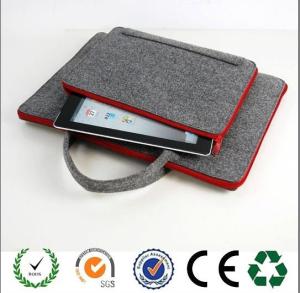 China 2016 latest design red zipper dark grey felt laptop bag with handles factory