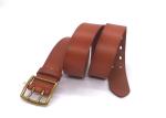 Zinc Alloy Buckle Men's Casual Double Prong Leather Belt 2 Holes 1.5 Inches Wide