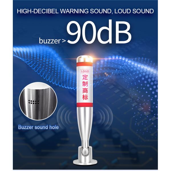 Three Color Led Alarm Tower Light With Buzzer AC 220V 90dB Buzzer Aluminum Shell