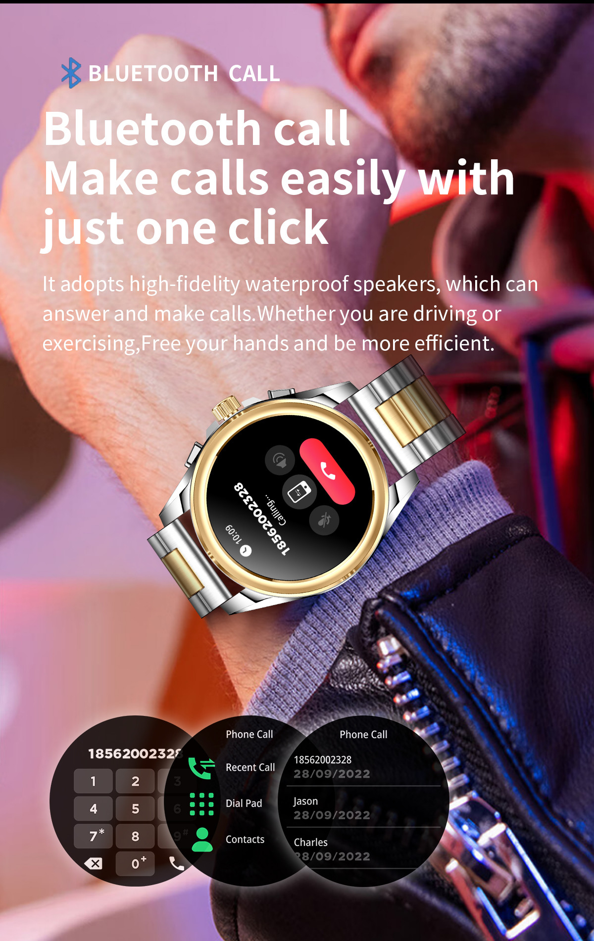 All Metal Amoled Bluetooth Calling Smartwatch Sports Mode Round Shape